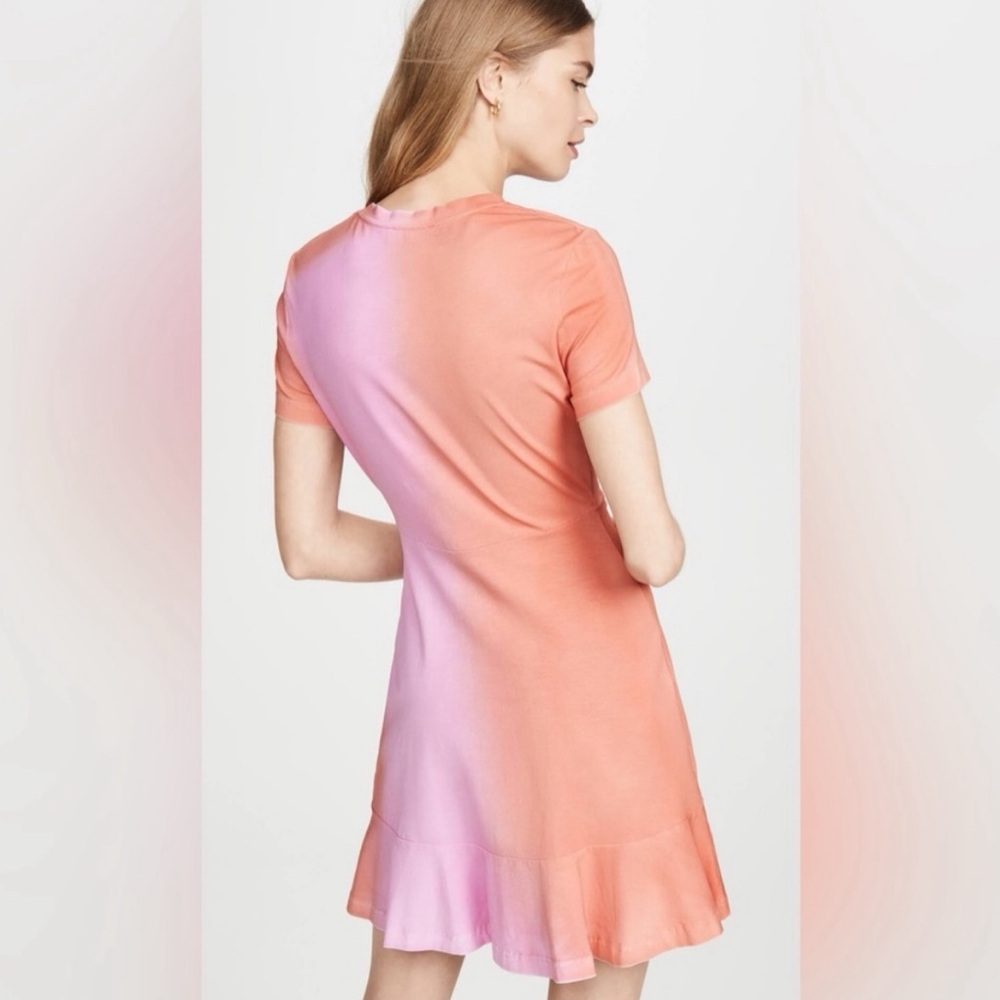 Parker Rae Dress Ombré Twist Front Tee Large Coral & Pink Ruffle - Picture 4 of 13